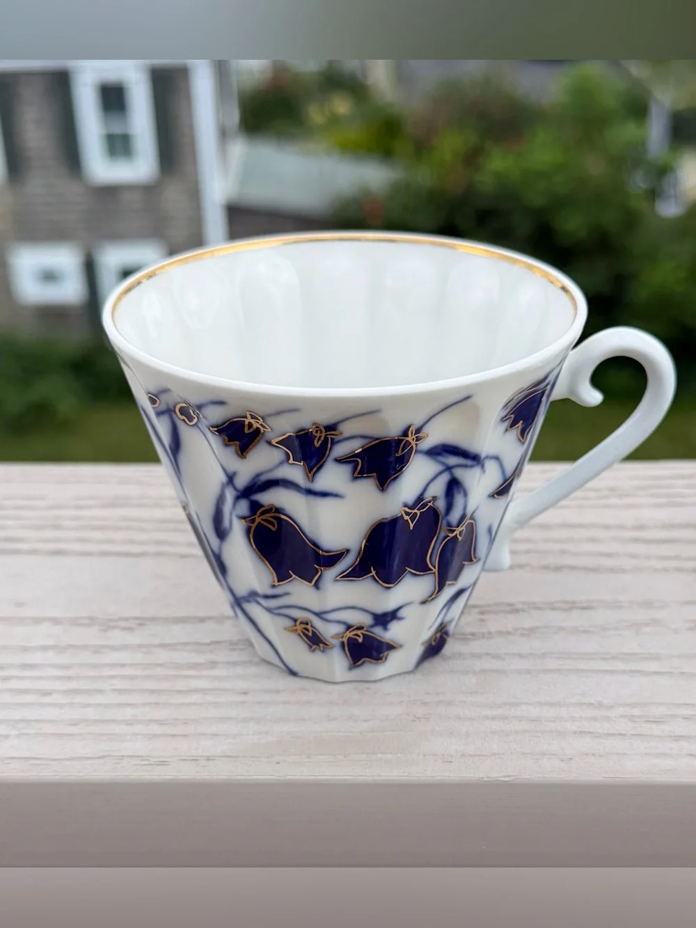 Lomonosov Porcelain Blue Bells Tea Cup & Saucer Set, Vintage, Made in Russia